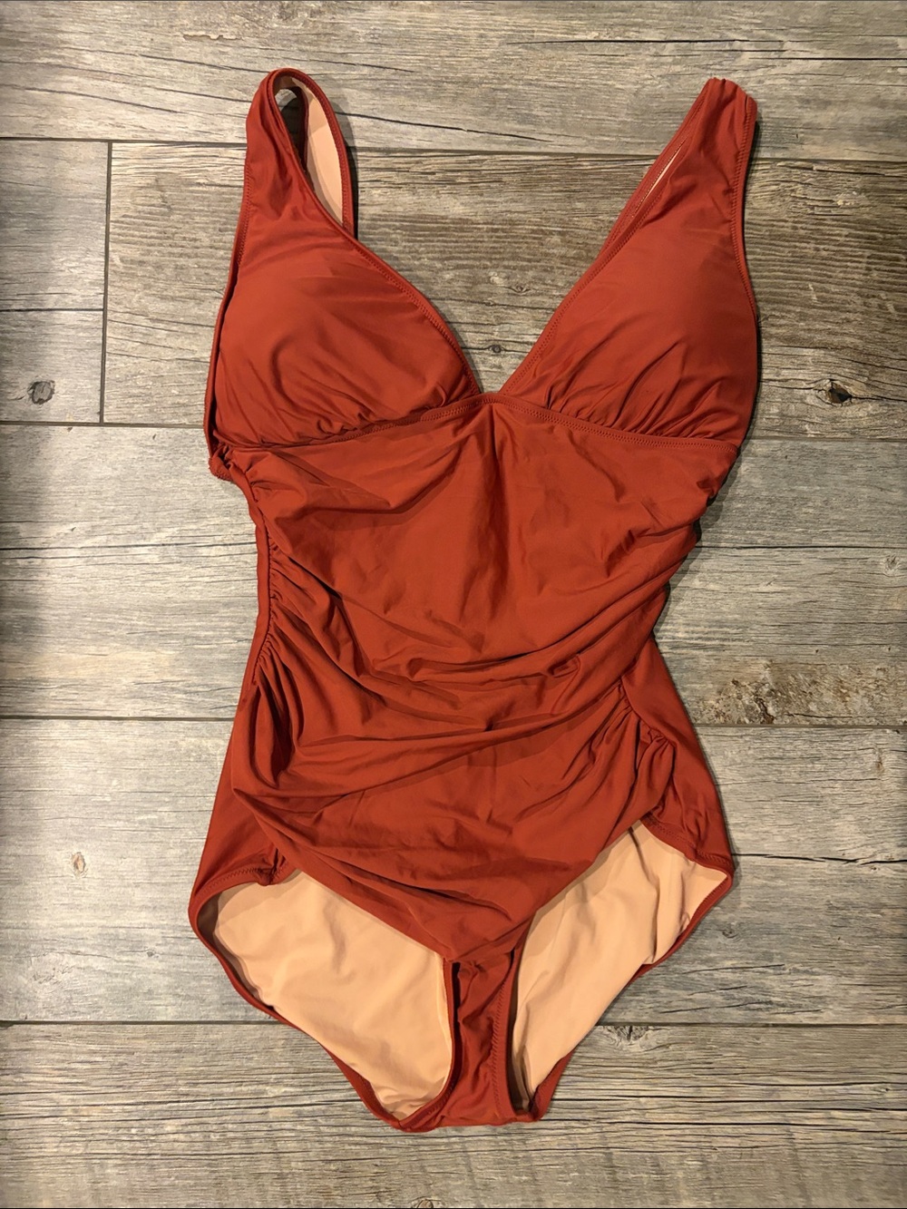 J Crew one piece swim suit rust /copper Sz 12 LN lined